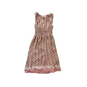 Max Studio Women's Small Smocked Midi Dress Pink Floral Sleeveless Summer Casual